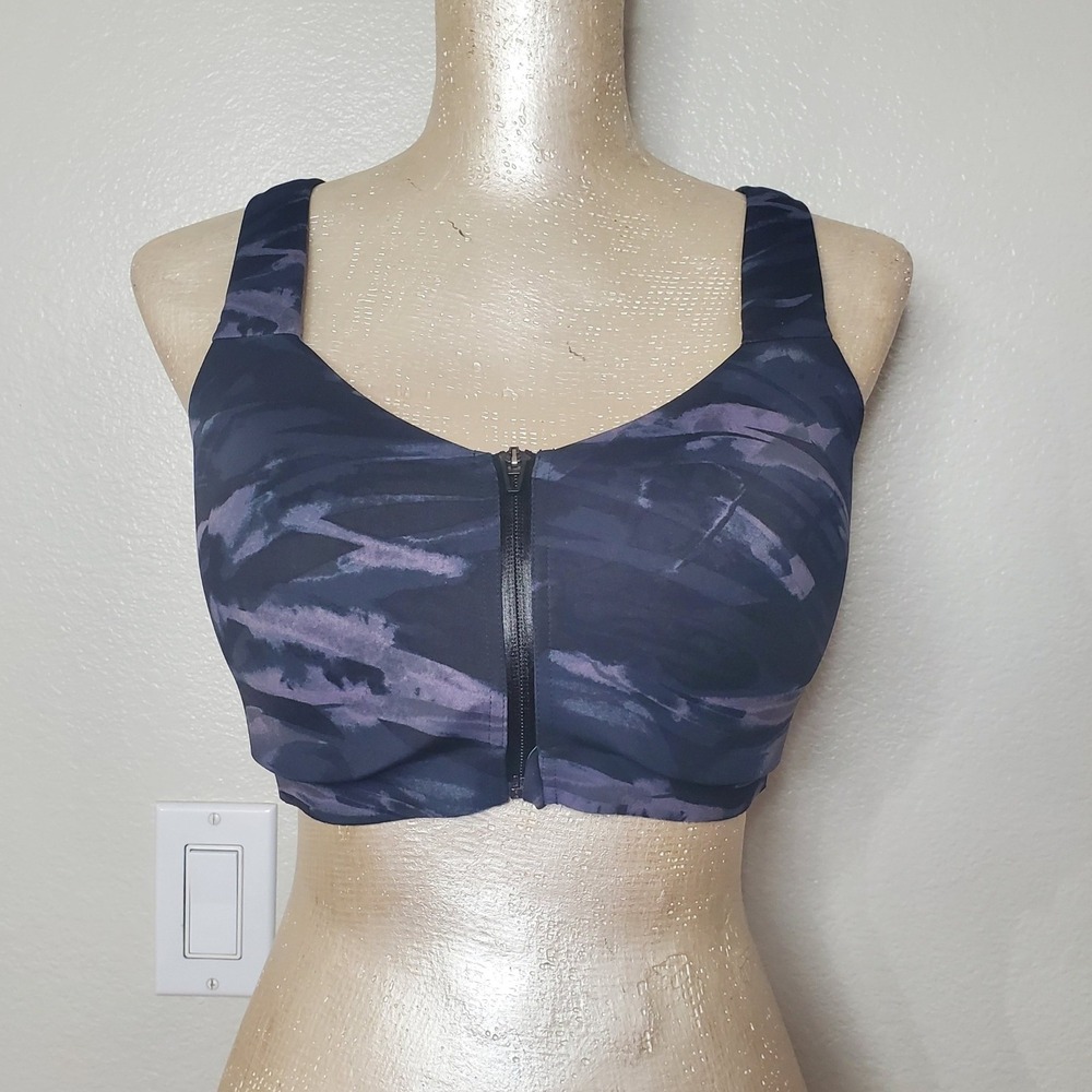 Victoria Secret Knockout Front Close Sport Bra 36DD Camo Black Purple
